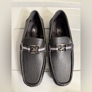 Beverly Hills Polo Club Black Loafers with Silver Accent
